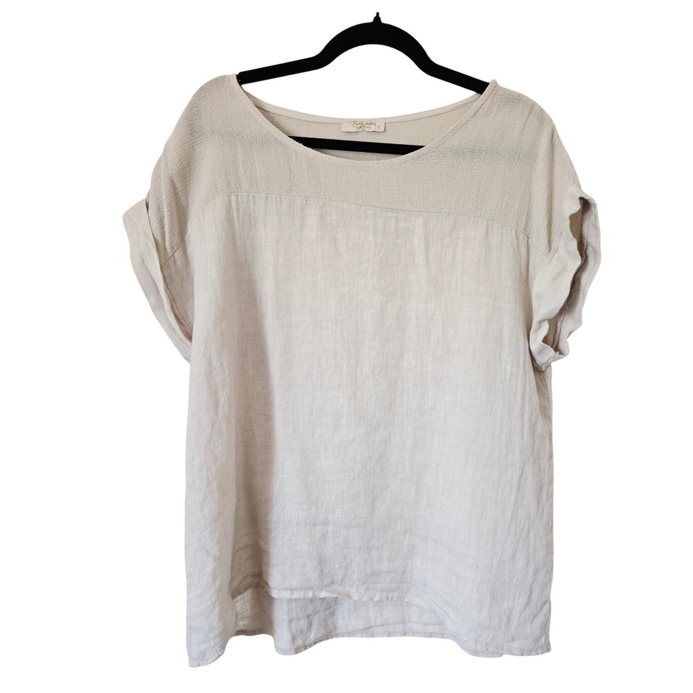 Bellambra Made in Italy‎ Linen Top Beige Womens Oversized Small Coastal
